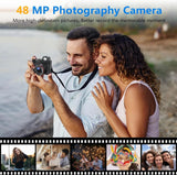 Digital Camera 4K 48MP 60FPS Vlogging Camcorder 16X Zoom w/32GB SD Card