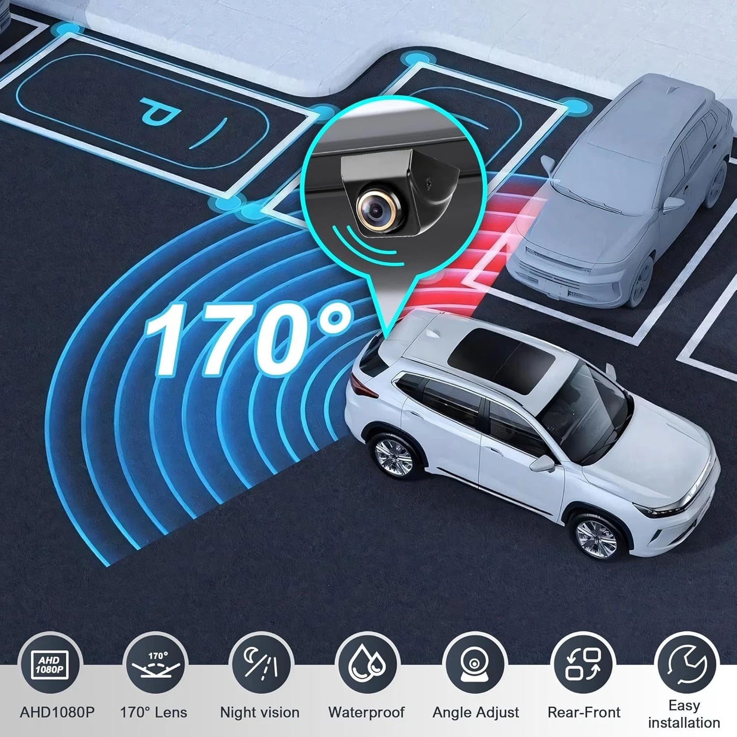 1080P AHD Rear View Backup Camera — Night Vision & Waterproof