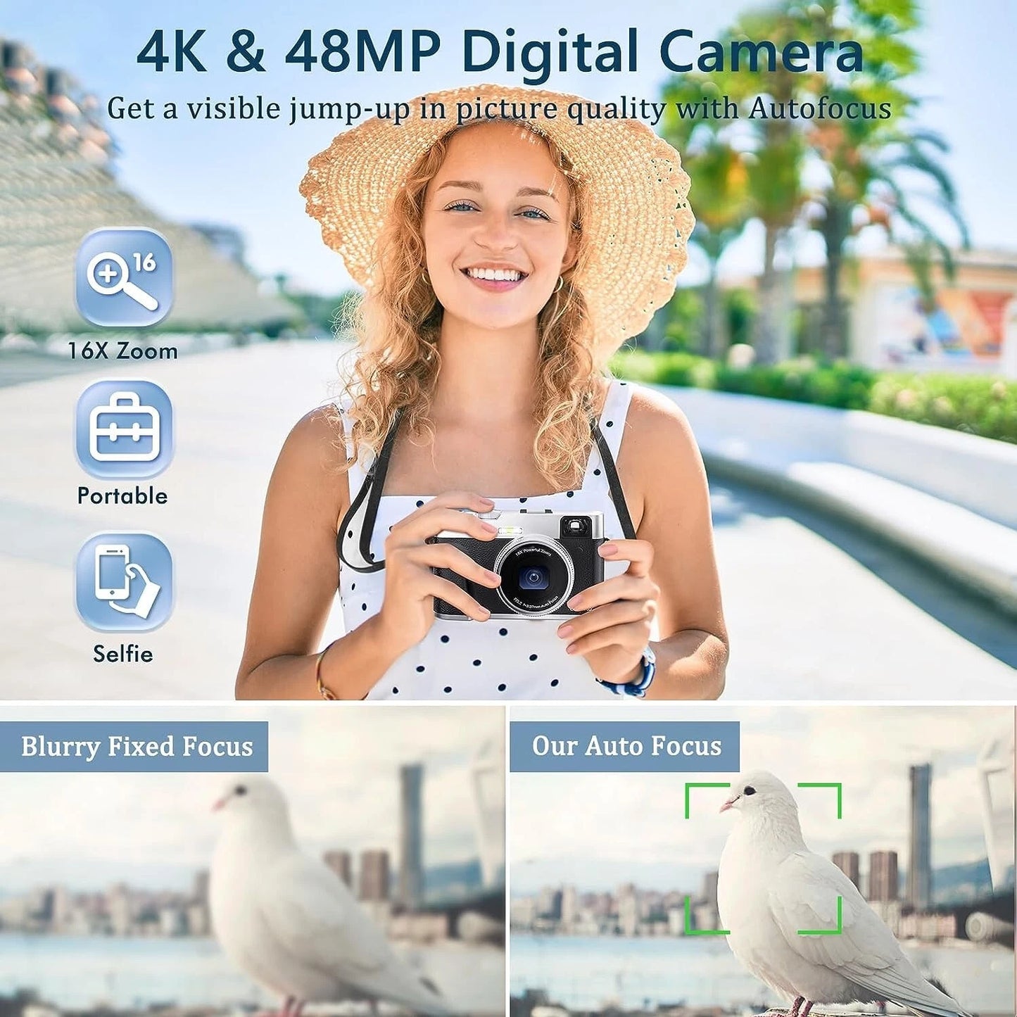 4K Digital Camera 48MP with Wi-Fi & App Control