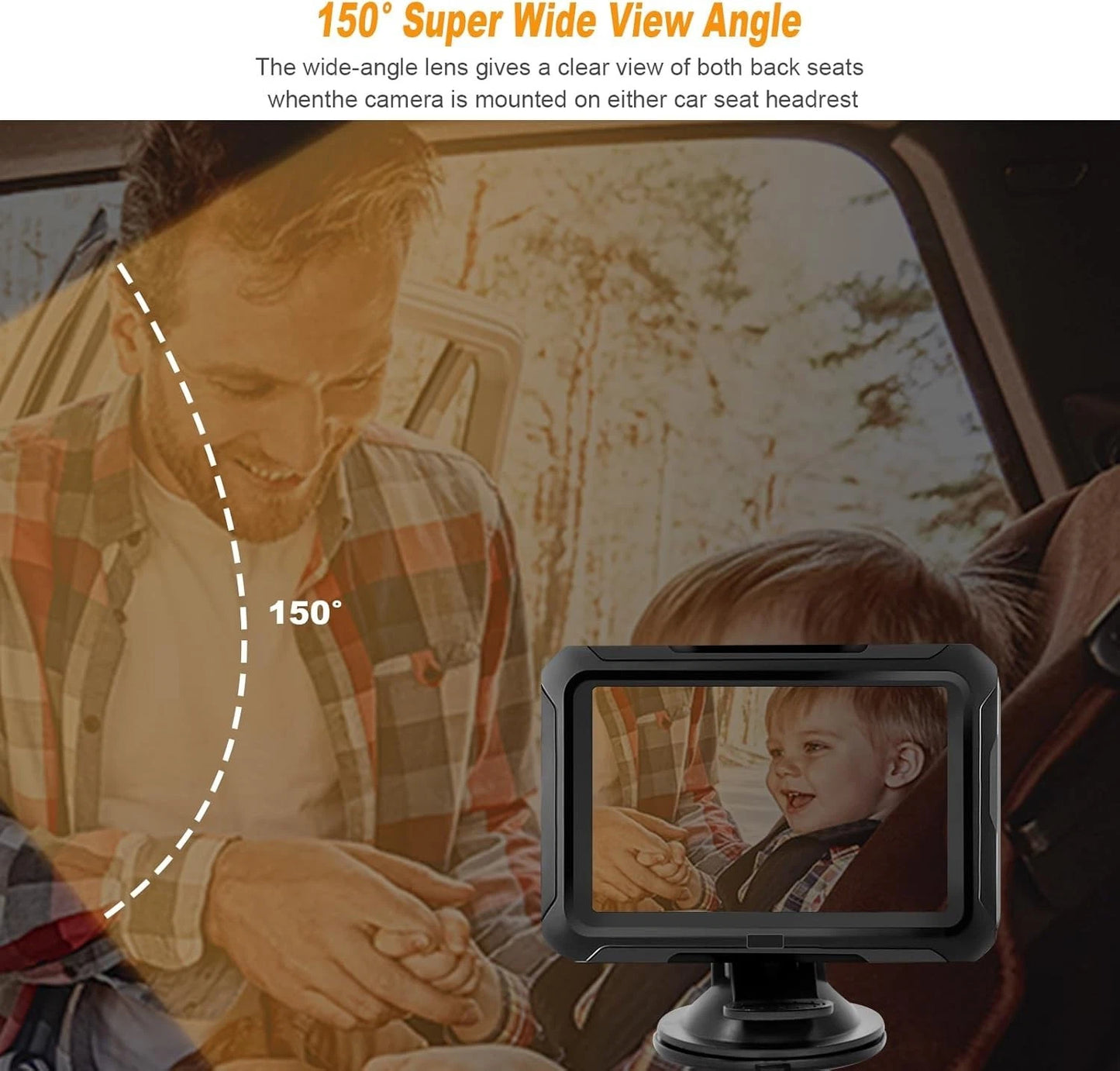 Baby Car Camera, 4.3" HD Night Vision Car Baby Monitor with Camera, Safety Seat