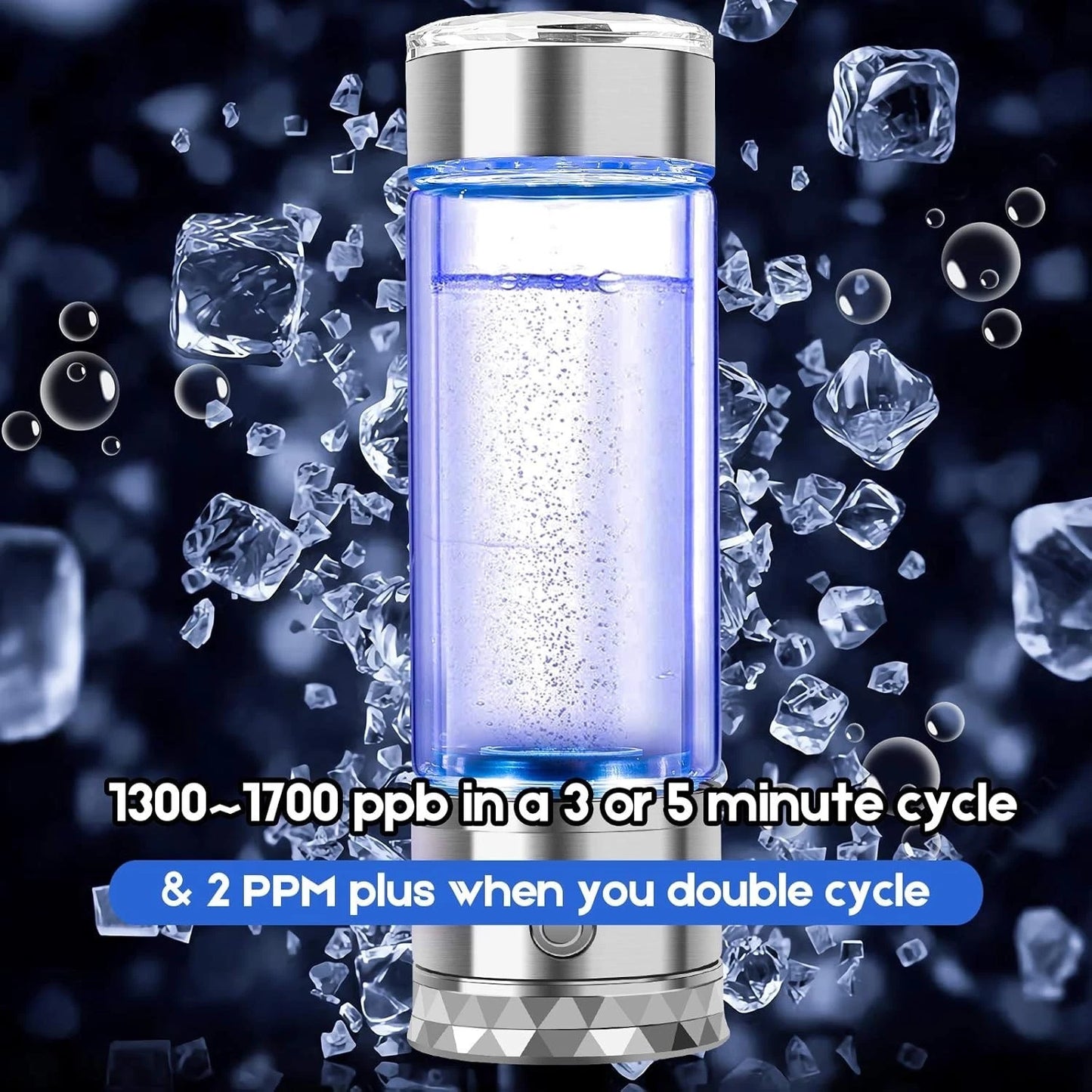 Portable Hydrogen Water Bottle 4000ppb - SPE PEM Technology 2025 NEW!
