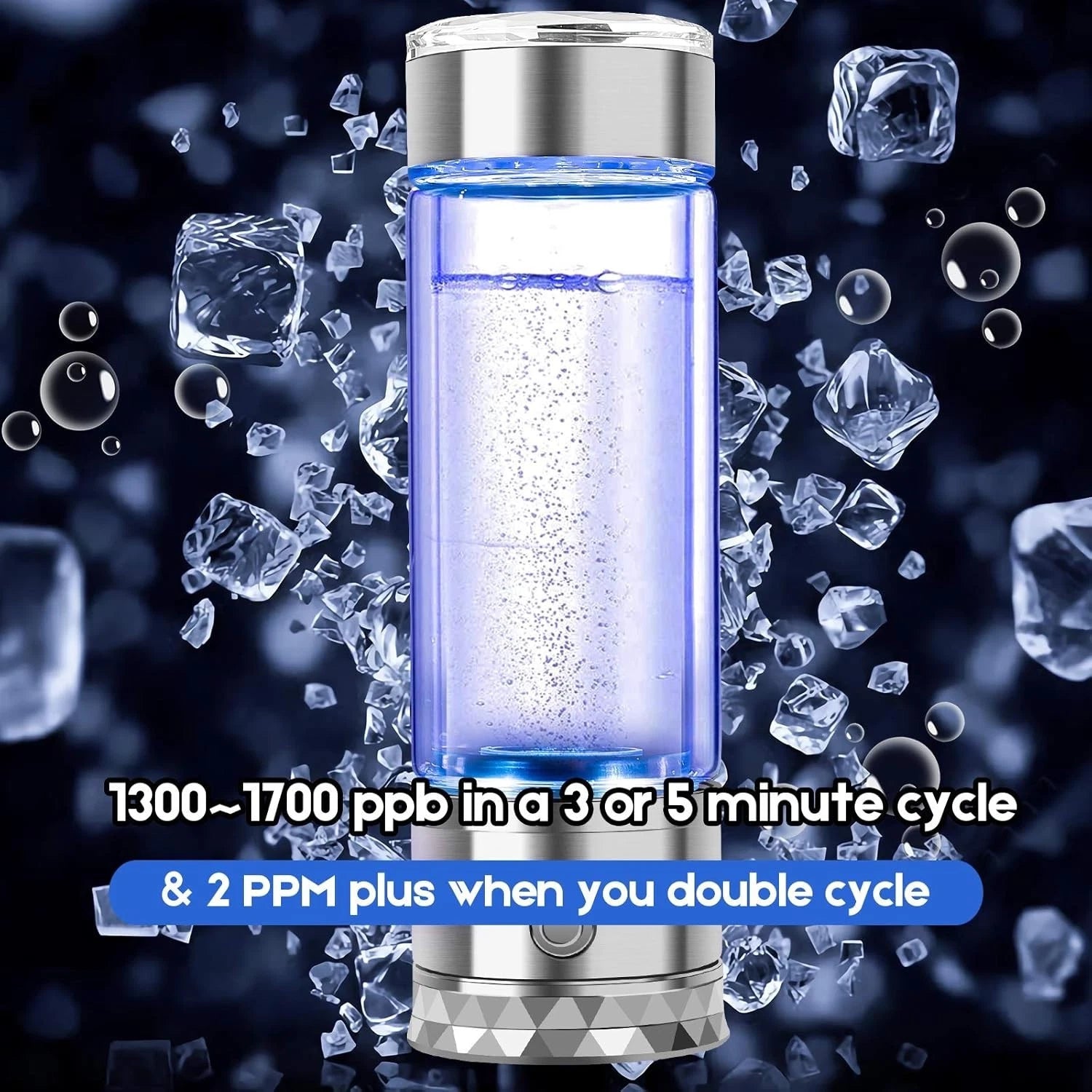 Portable Hydrogen Water Bottle 4000ppb - SPE PEM Technology 2025 NEW!
