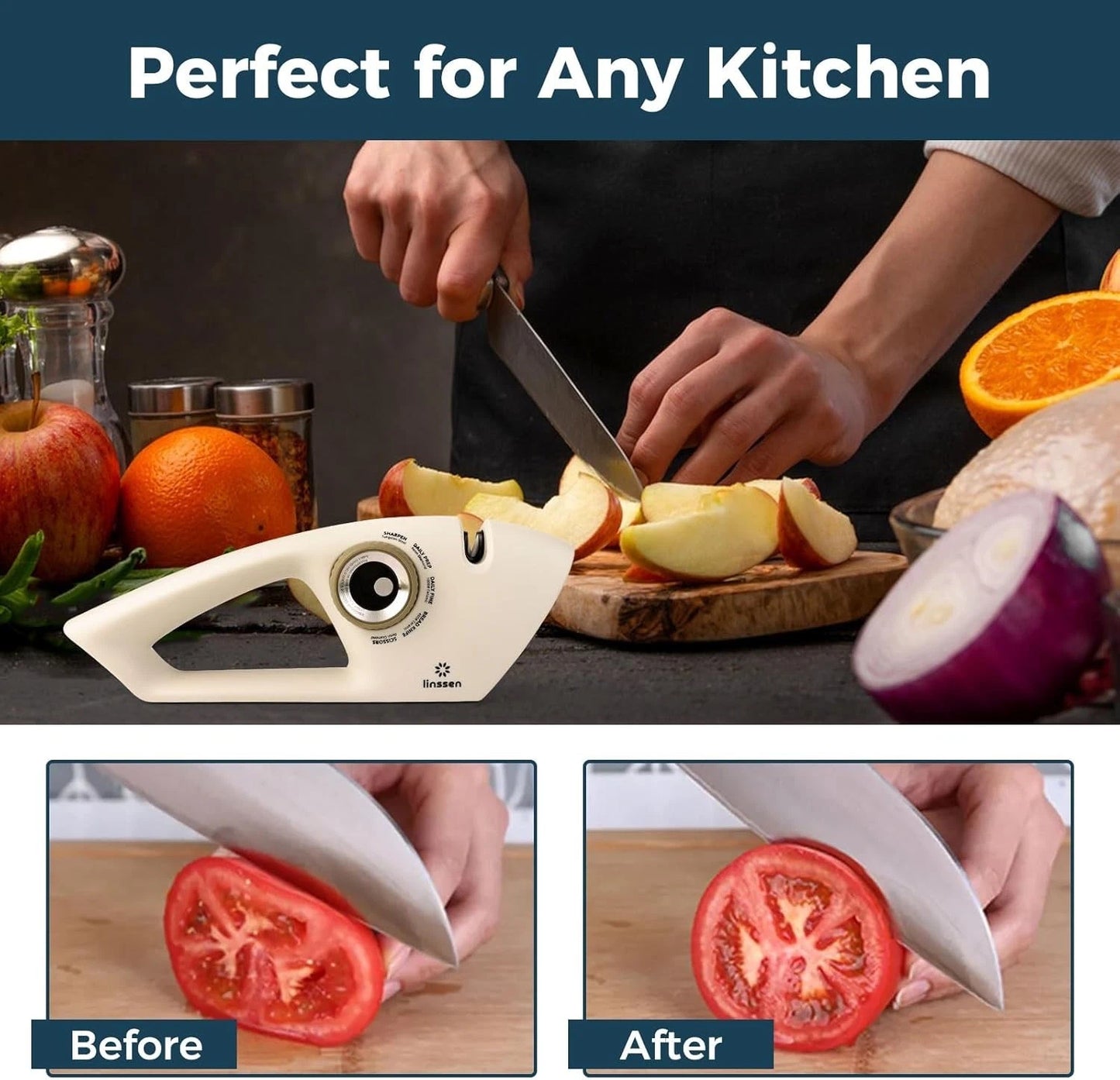 Knife Sharpener 5-Stage Adjustable Diamond Ceramic Steel for Chef Kitchen Knives