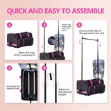 Dance Bag with Garment Rack 23 Inch Rolling Duffel Wheels for Travel Pink