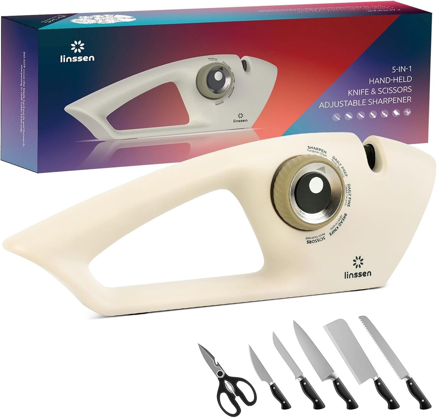Knife Sharpener 5-Stage Adjustable Diamond Ceramic Steel for Chef Kitchen Knives