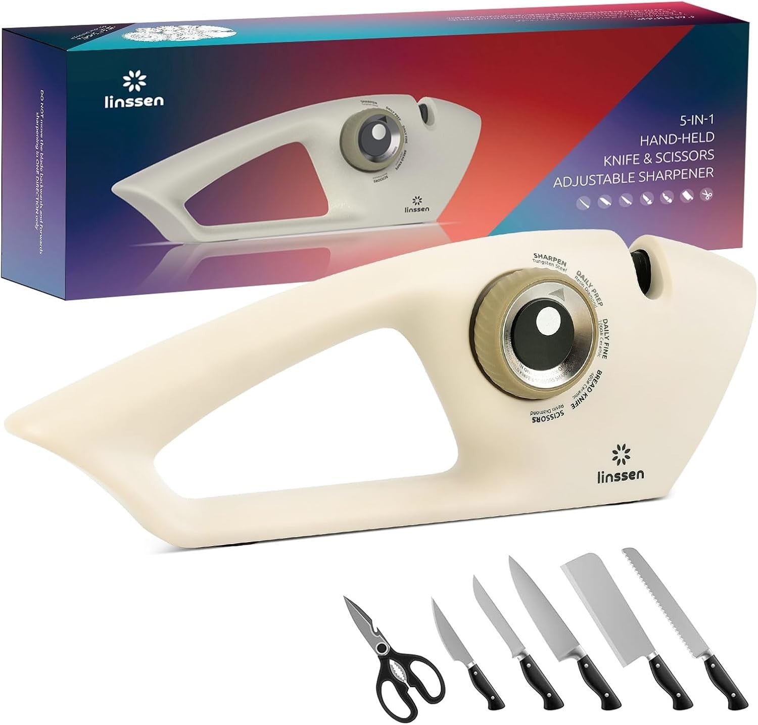 Knife Sharpener 5-Stage Adjustable Diamond Ceramic Steel for Chef Kitchen Knives