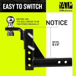 Adjustable Trailer Hitch 2 Inch Receiver Drop Hitch 9 1/2 Inch Drop Rise YATM
