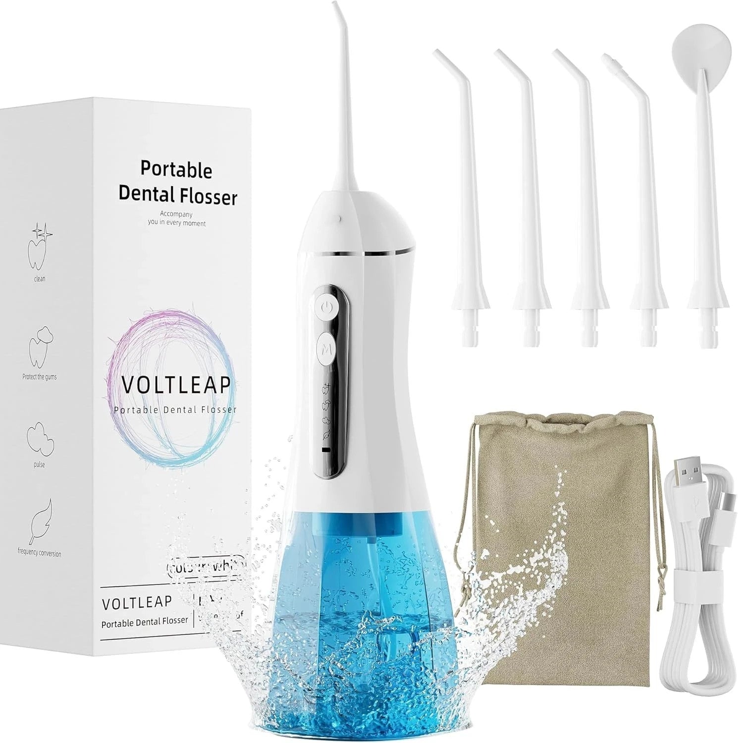 Cordless Water Flosser Dental Oral Irrigator Travel Teeth Cleaner Floss Pick WHT
