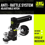 Adjustable Trailer Hitch 2 Inch Receiver Drop Hitch 9 1/2 Inch Drop Rise YATM