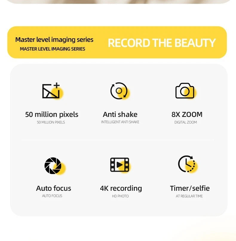 Digital Camera with 32GB Card 50MP 1080P 2.4” Screen 8X Zoom Anti-Shake