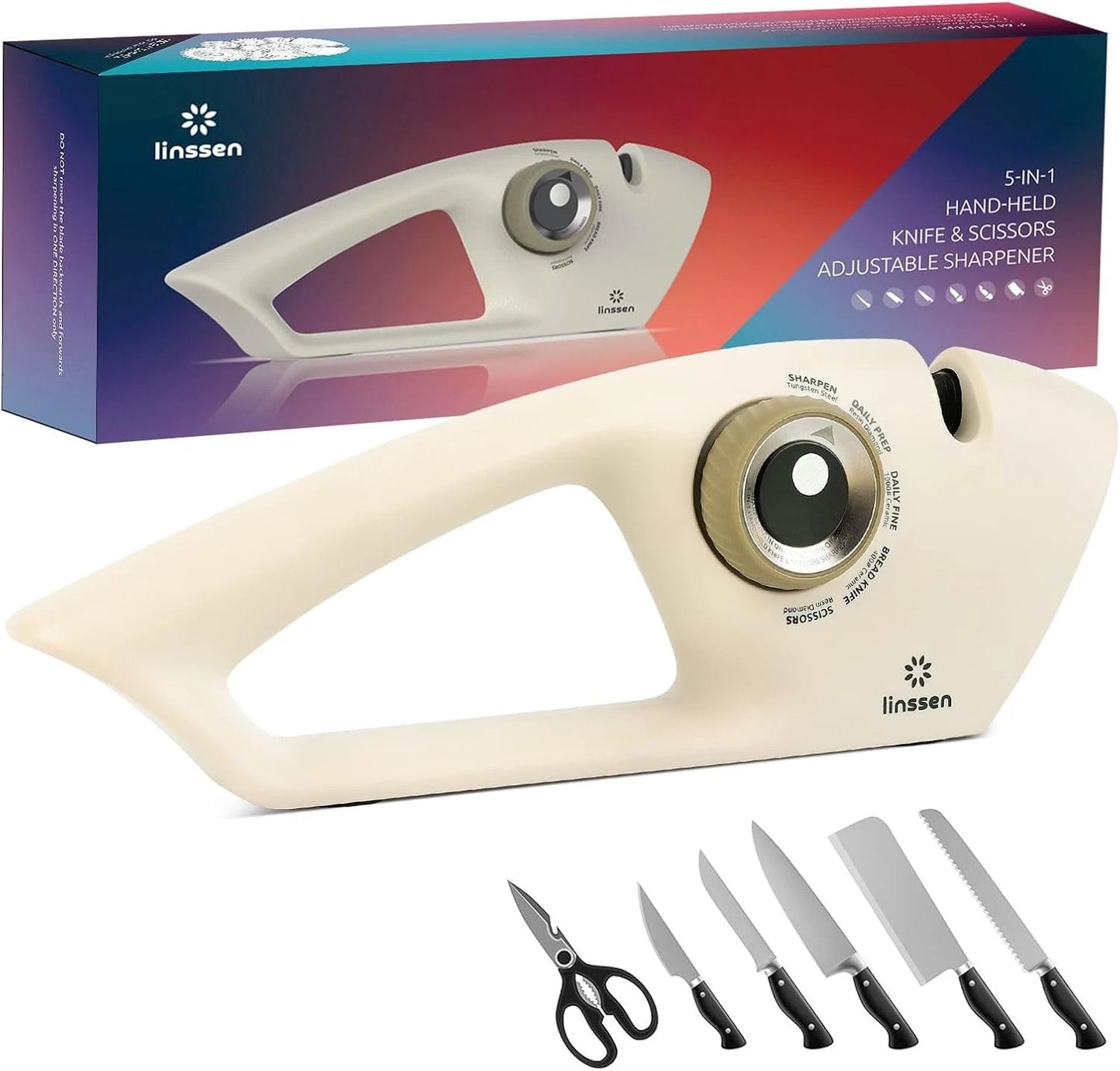 Knife Sharpener 5-Stage Adjustable Diamond Ceramic Steel for Chef Kitchen Knives