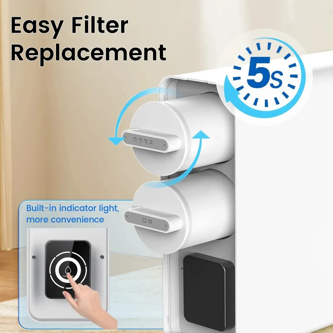 Tankless RO Reverse Osmosis System Under Sink 800 GPD Water Filter Kit