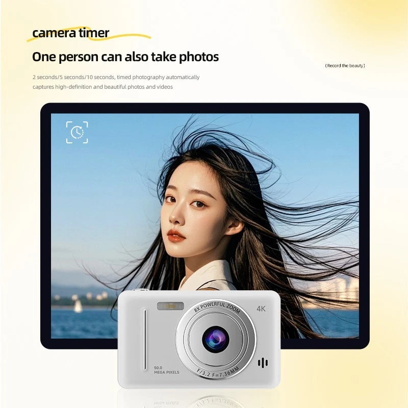 Digital Camera with 32GB Card 50MP 1080P 2.4” Screen 8X Zoom Anti-Shake